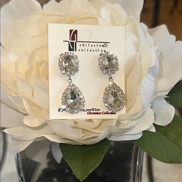 Silver Drop Tear Earrings - Picture 2 of 2